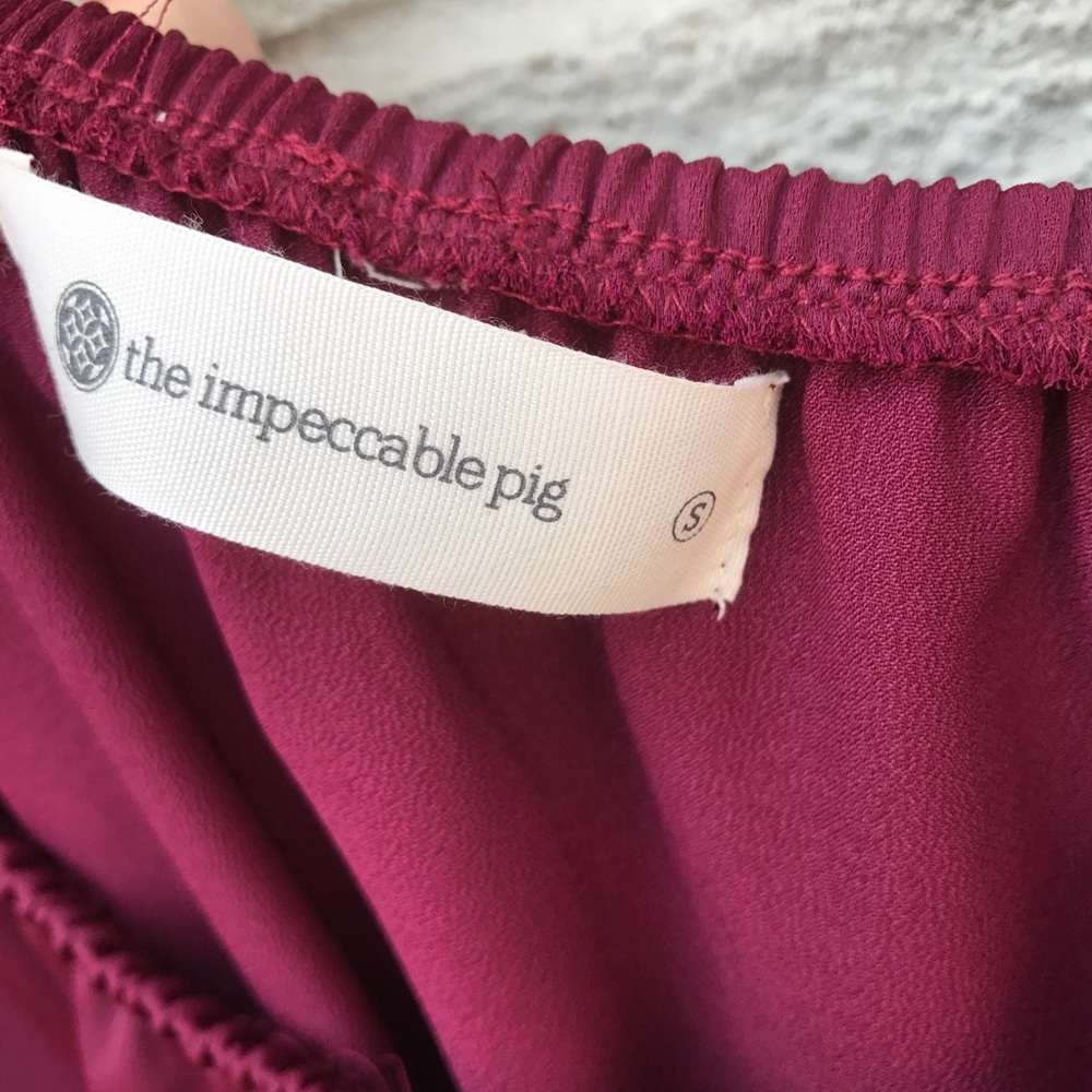 Impeccable Pig Wine Off the Shoulder Tunic - Picture 4 of 8